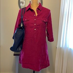 XS Pink Purple Magenta Corduroy Mini Shirt Dress